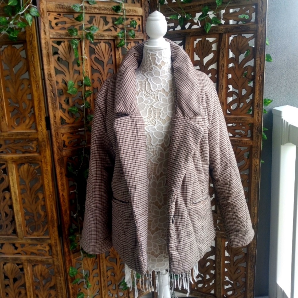 Free People Plaid Puffer Jacket, Women's M